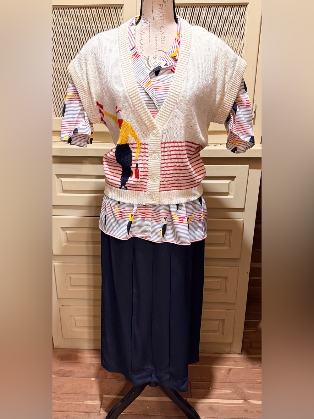 Vintage Albert Nipón Softwear 3-Pc Nautical Skirt Set